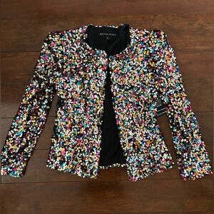 Boston Proper Multicolor Rainbow Sequin Jacket NWT